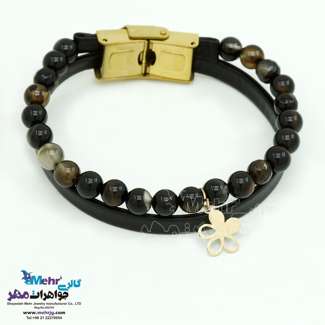 دستبند طلا و سنگ - طرح گل