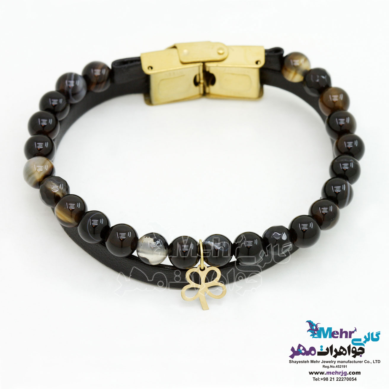 دستبند طلا و سنگ - طرح گل