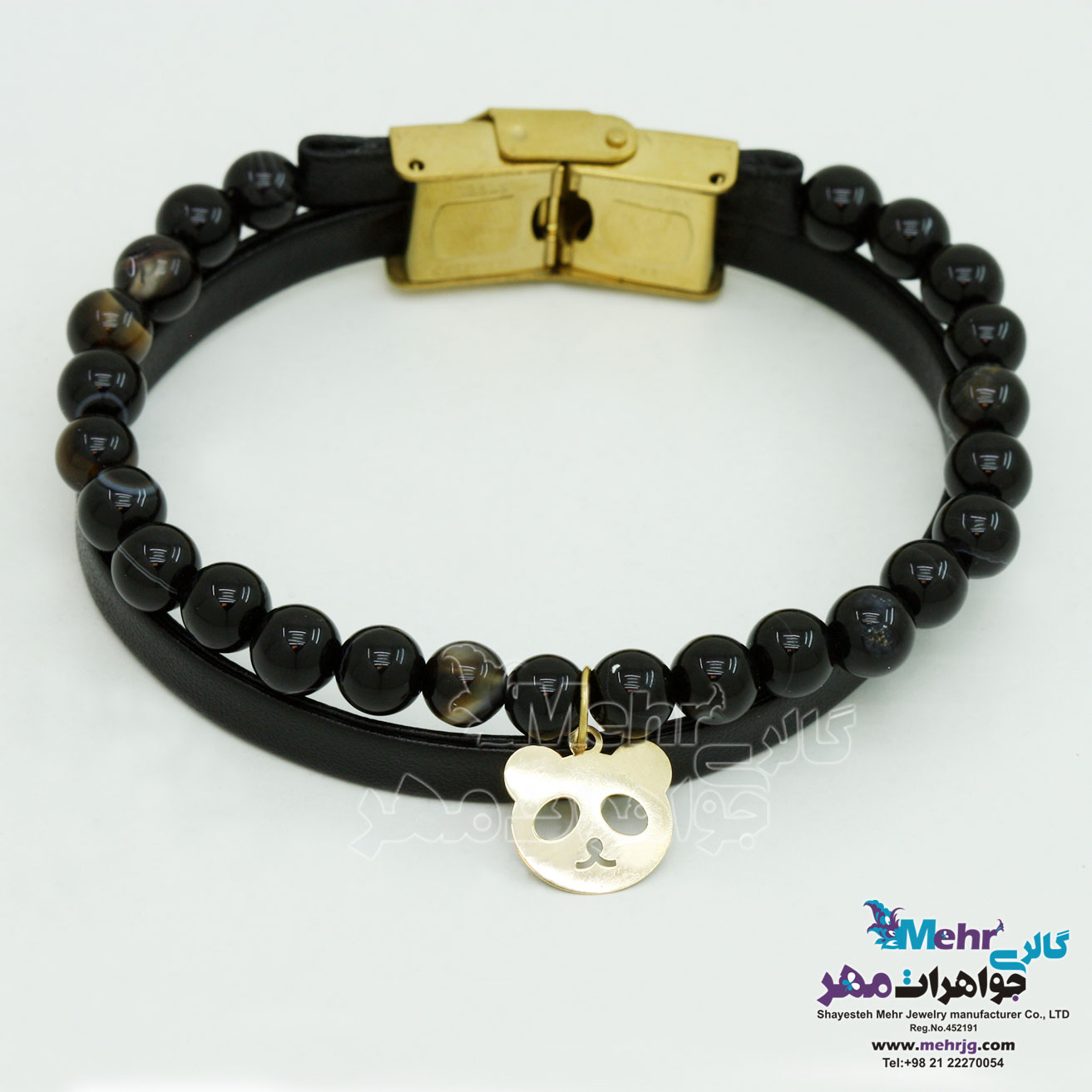 دستبند طلا و سنگ - طرح خرس پاندا