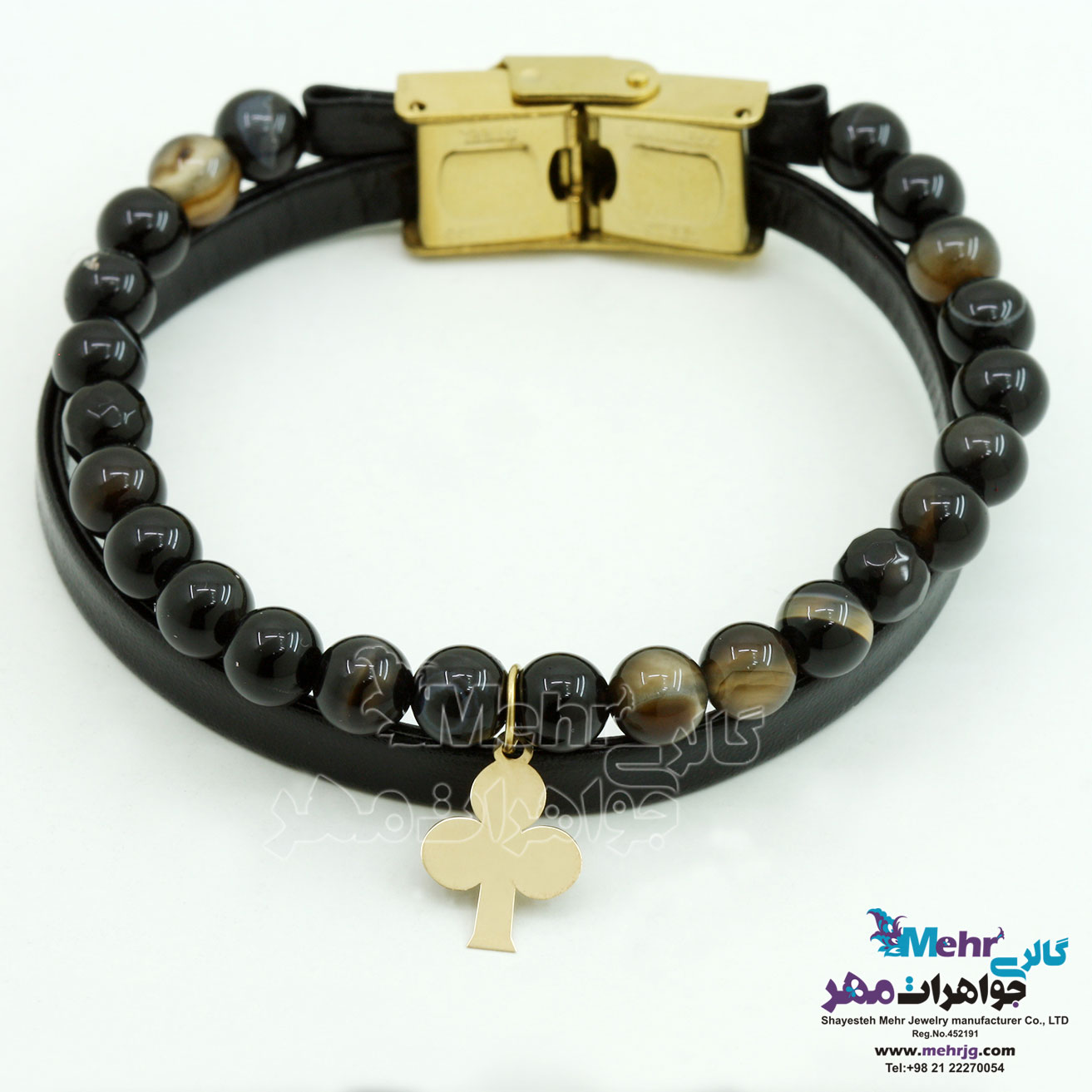 دستبند طلا و سنگ - طرح گشنیز