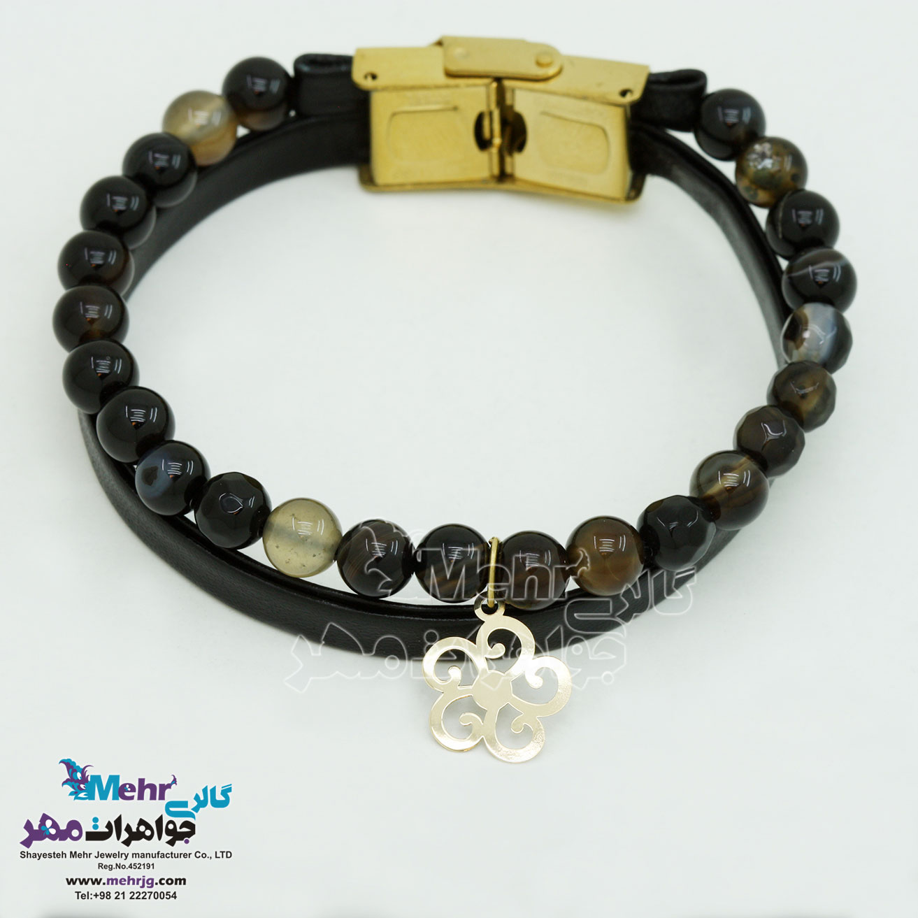 دستبند طلا و سنگ - طرح گل