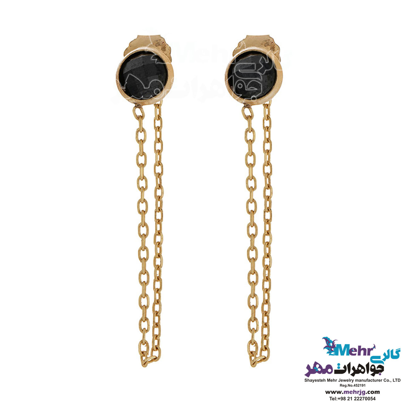 گوشواره طلا - طرح سنگ مشکی