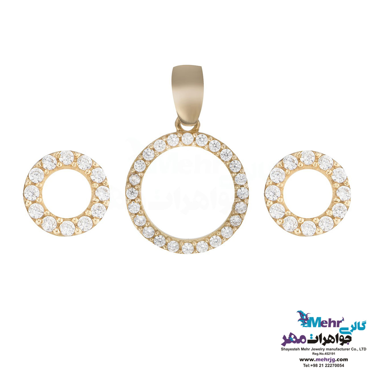نیم ست طلا - آویز و گوشواره - طرح هندسی