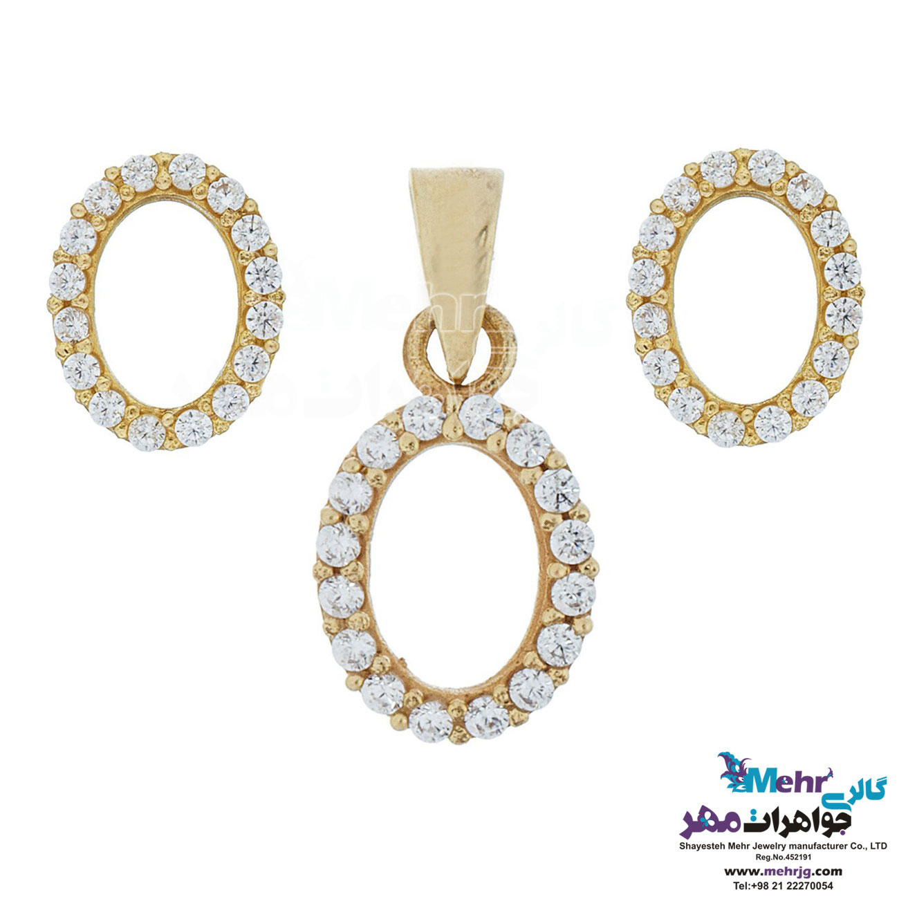 نیم ست طلا - آویز و گوشواره - طرح هندسی