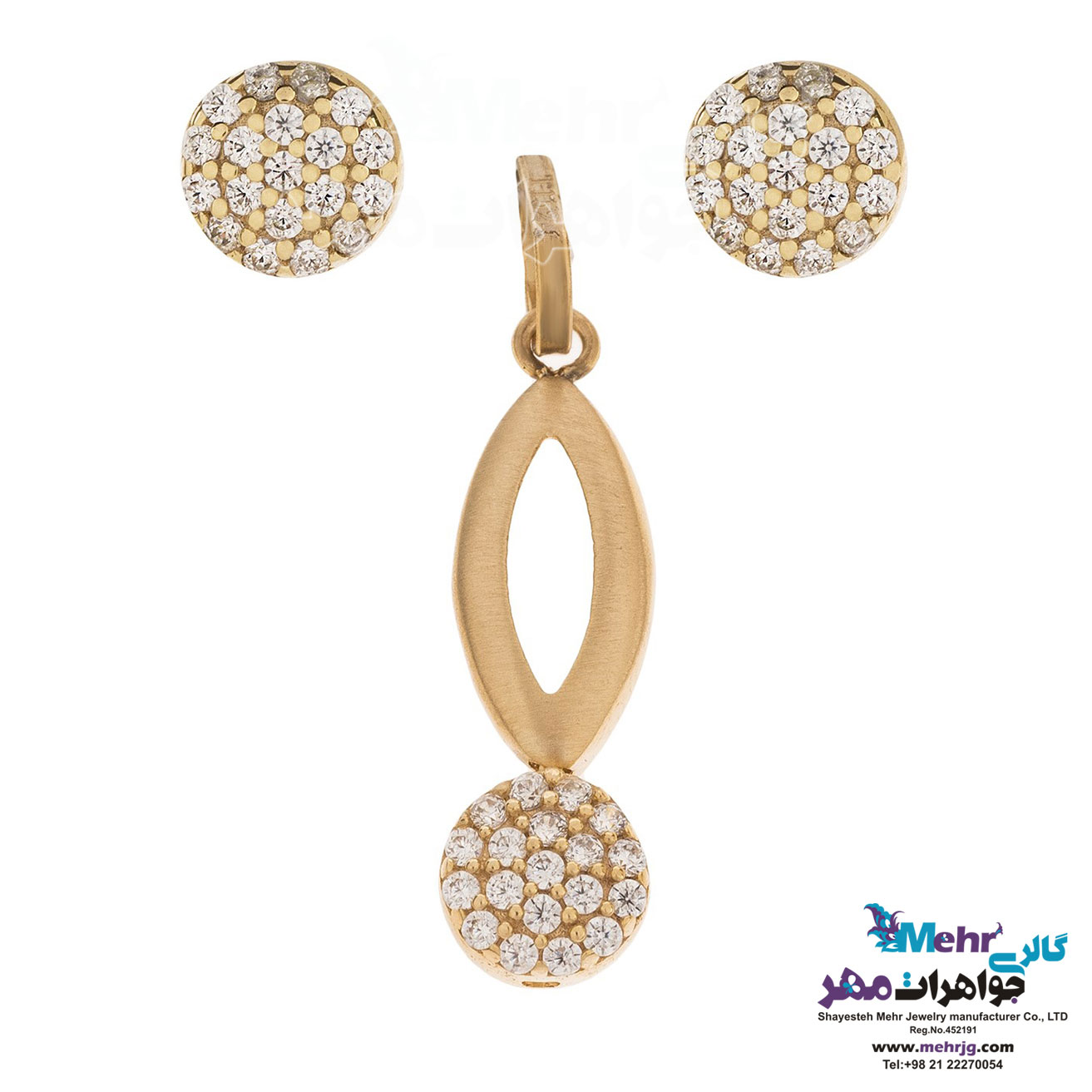 نیم ست طلا - آویز و گوشواره - طرح هندسی