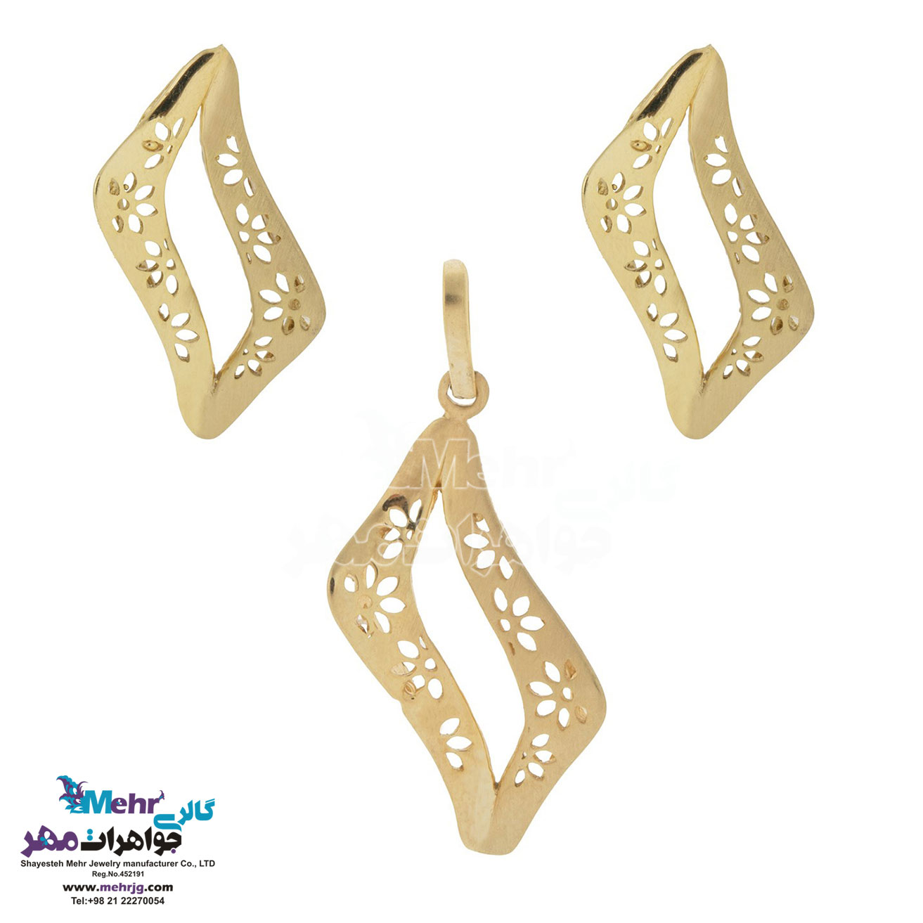 نیم ست طلا - آویز و گوشواره - طرح هندسی
