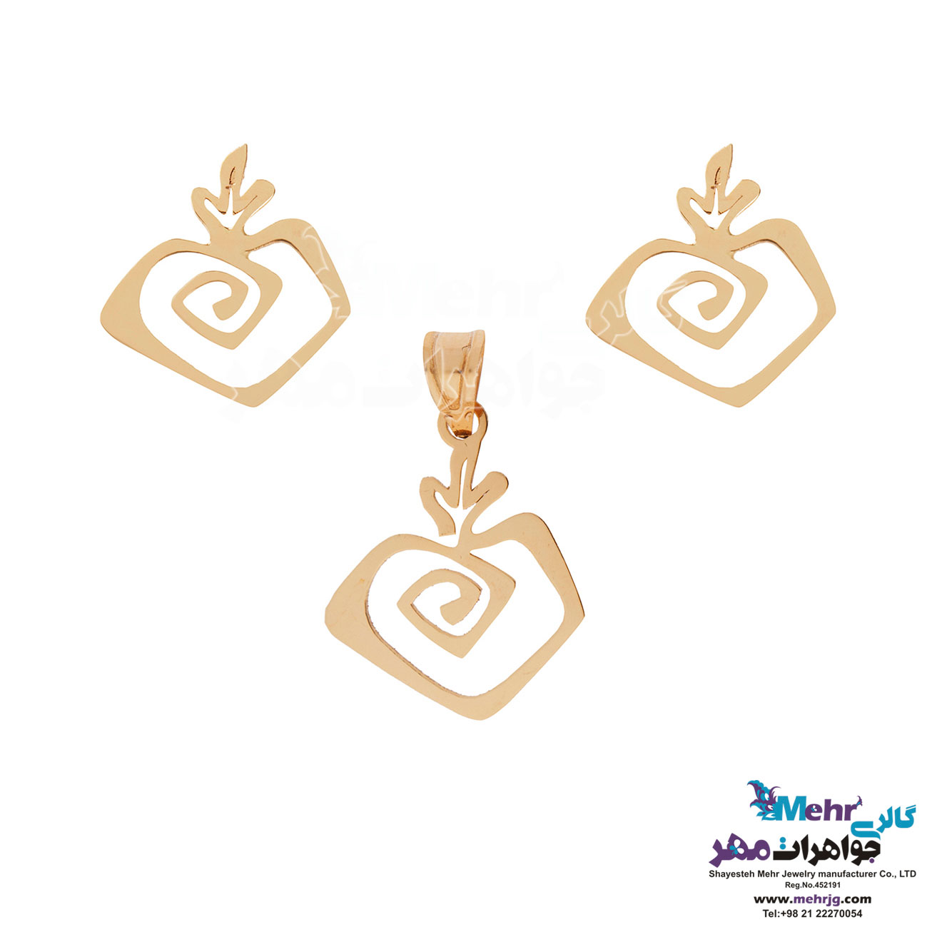 نیم ست طلا - آویز و گوشواره - طرح انار