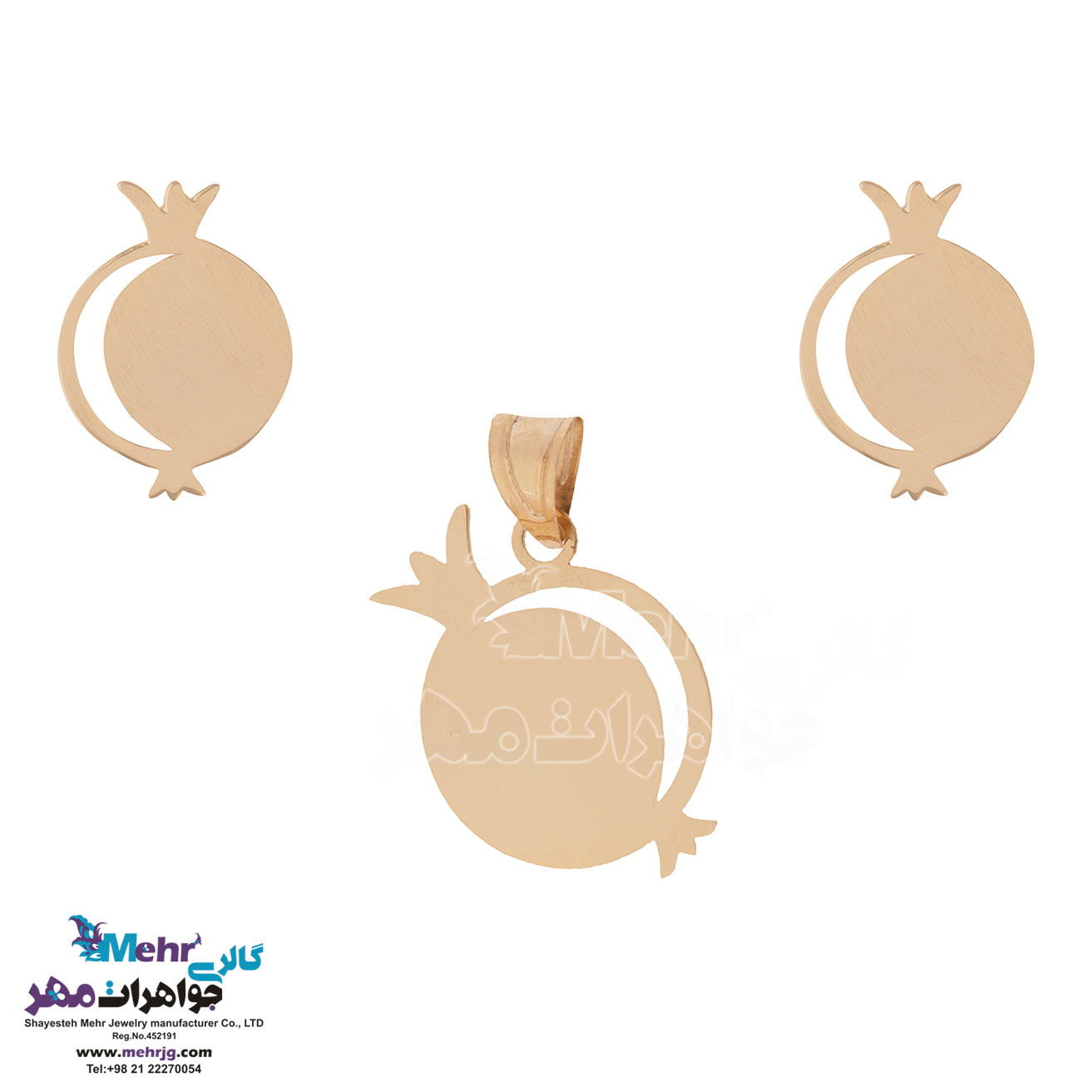 نیم ست طلا - آویز و گوشواره - طرح انار