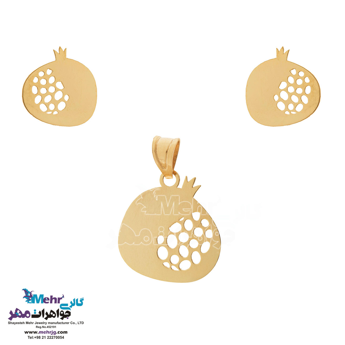 نیم ست طلا - آویز و گوشواره - طرح انار
