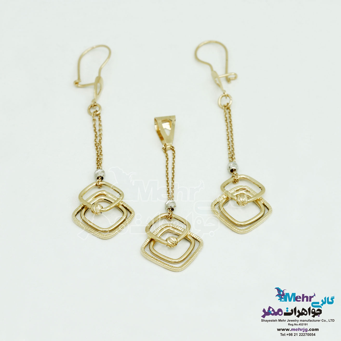 نیم ست طلا - آویز و گوشواره - طرح لوزی