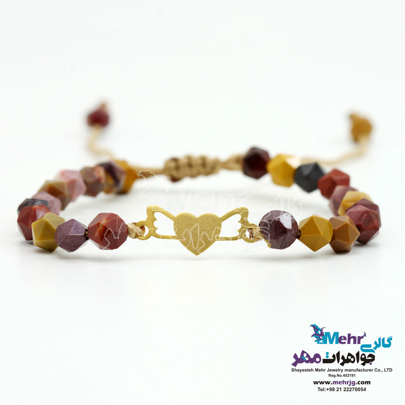 دستبند طلا و سنگ - طرح بال عشق