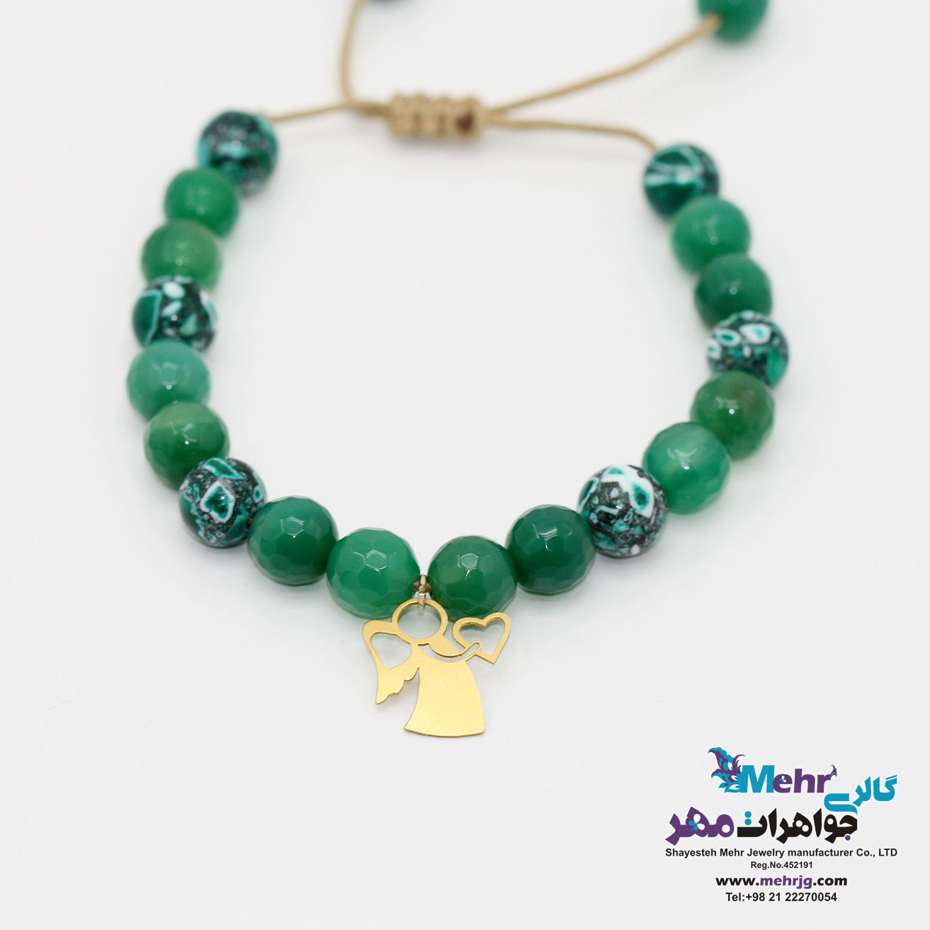 دستبند طلا و سنگ - طرح فرشته
