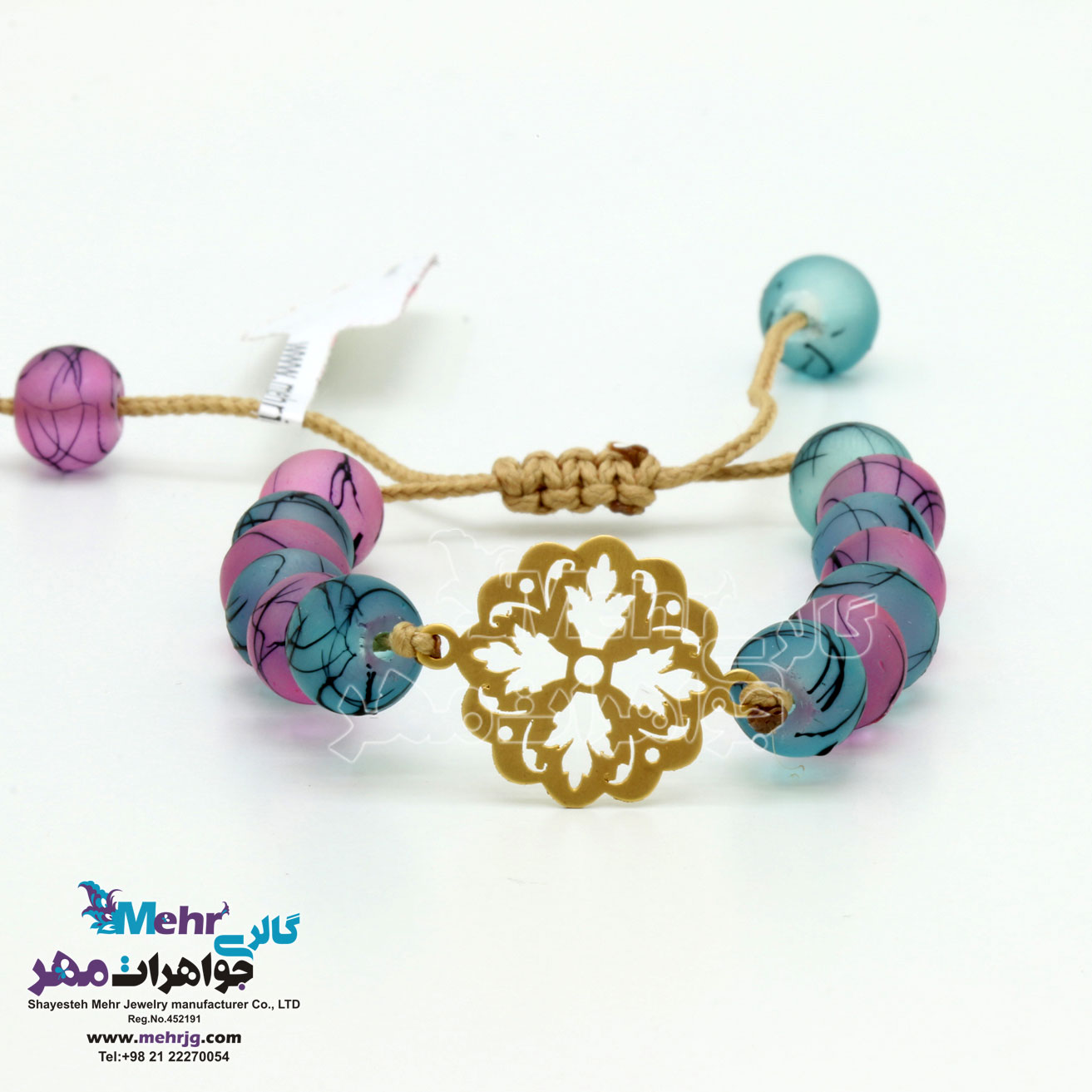 دستبند طلا و سنگ - طرح گل