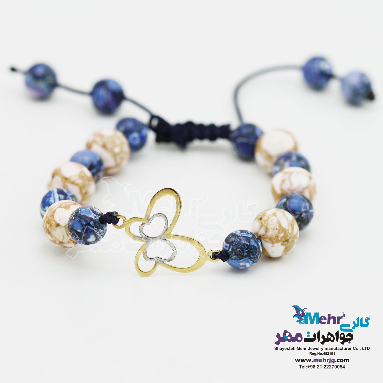 دستبند طلا و سنگ - طرح پروانه