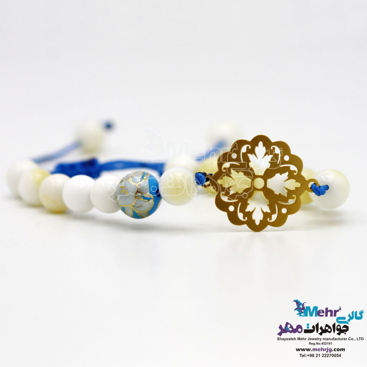 دستبند طلا و سنگ - طرح گل