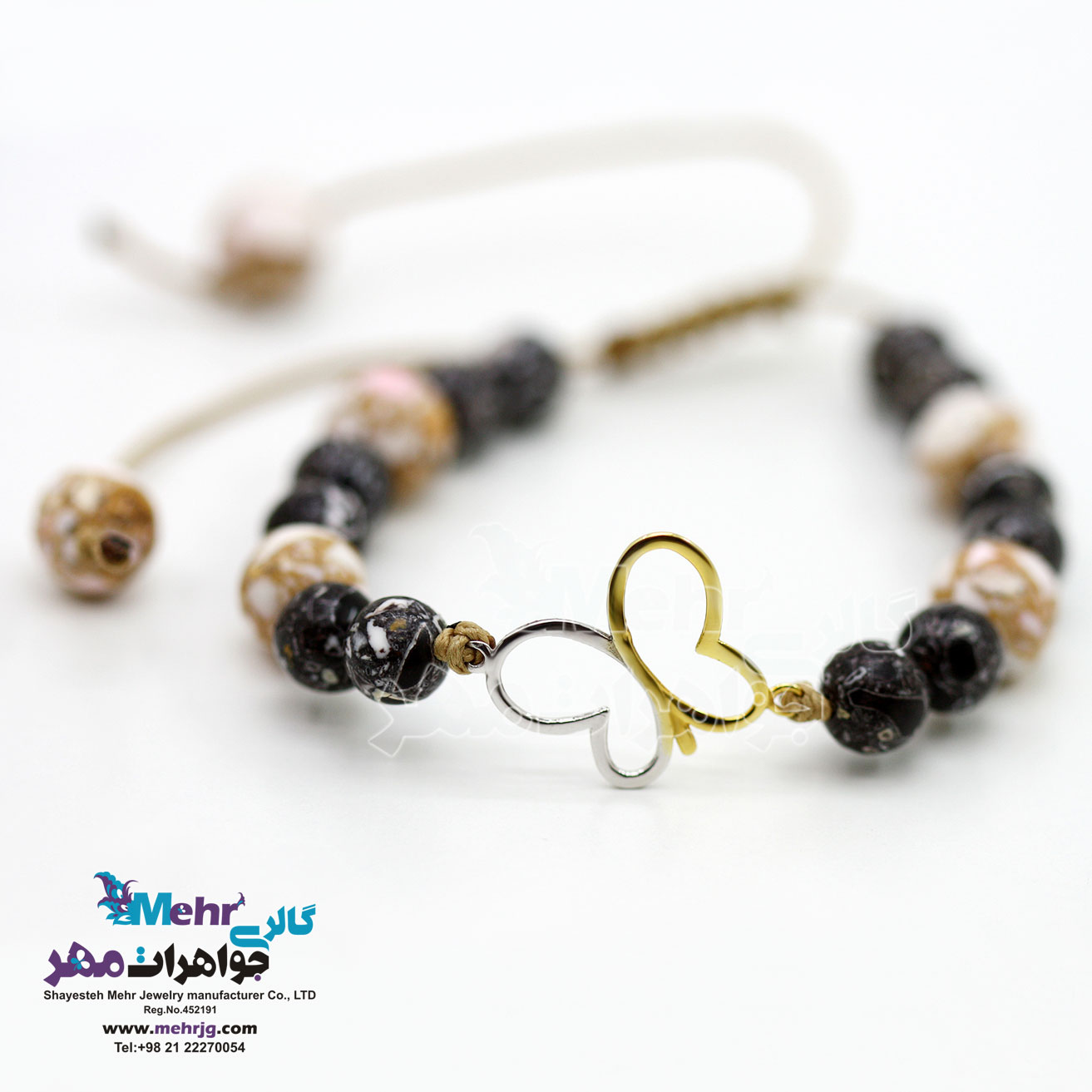 دستبند طلا و سنگ - طرح پروانه