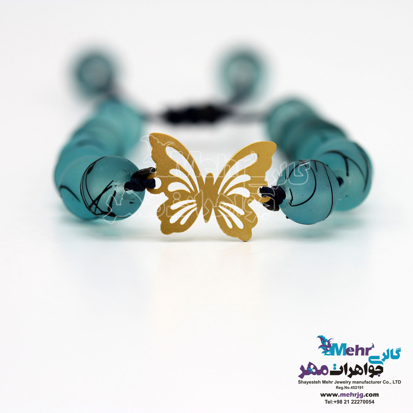 دستبند طلا و سنگ - طرح پروانه