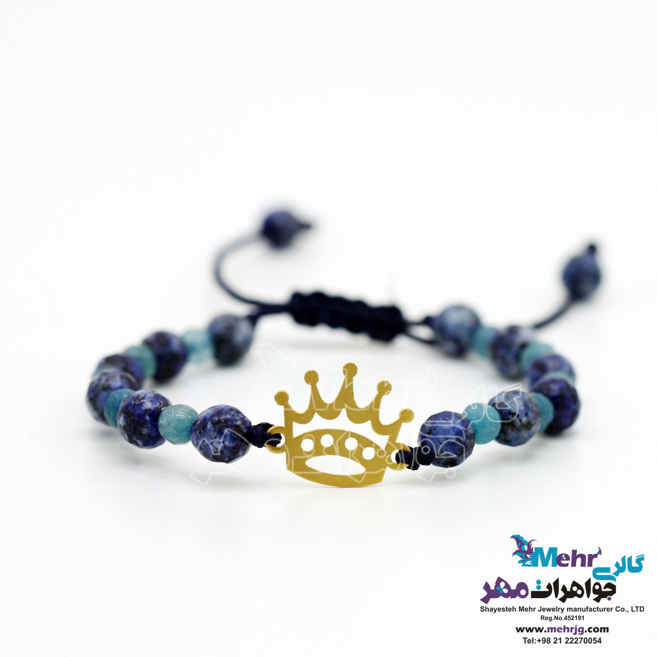 دستبند طلا و سنگ - طرح تاج