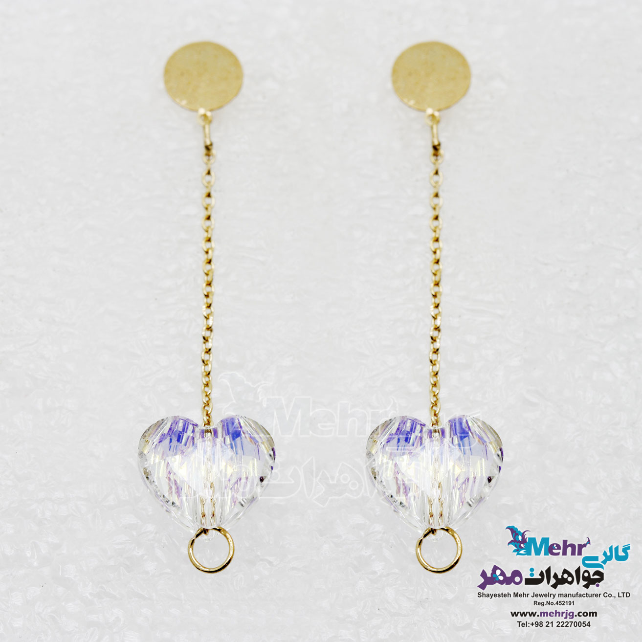 گوشواره طلا - سنگ سواروسکی قلب