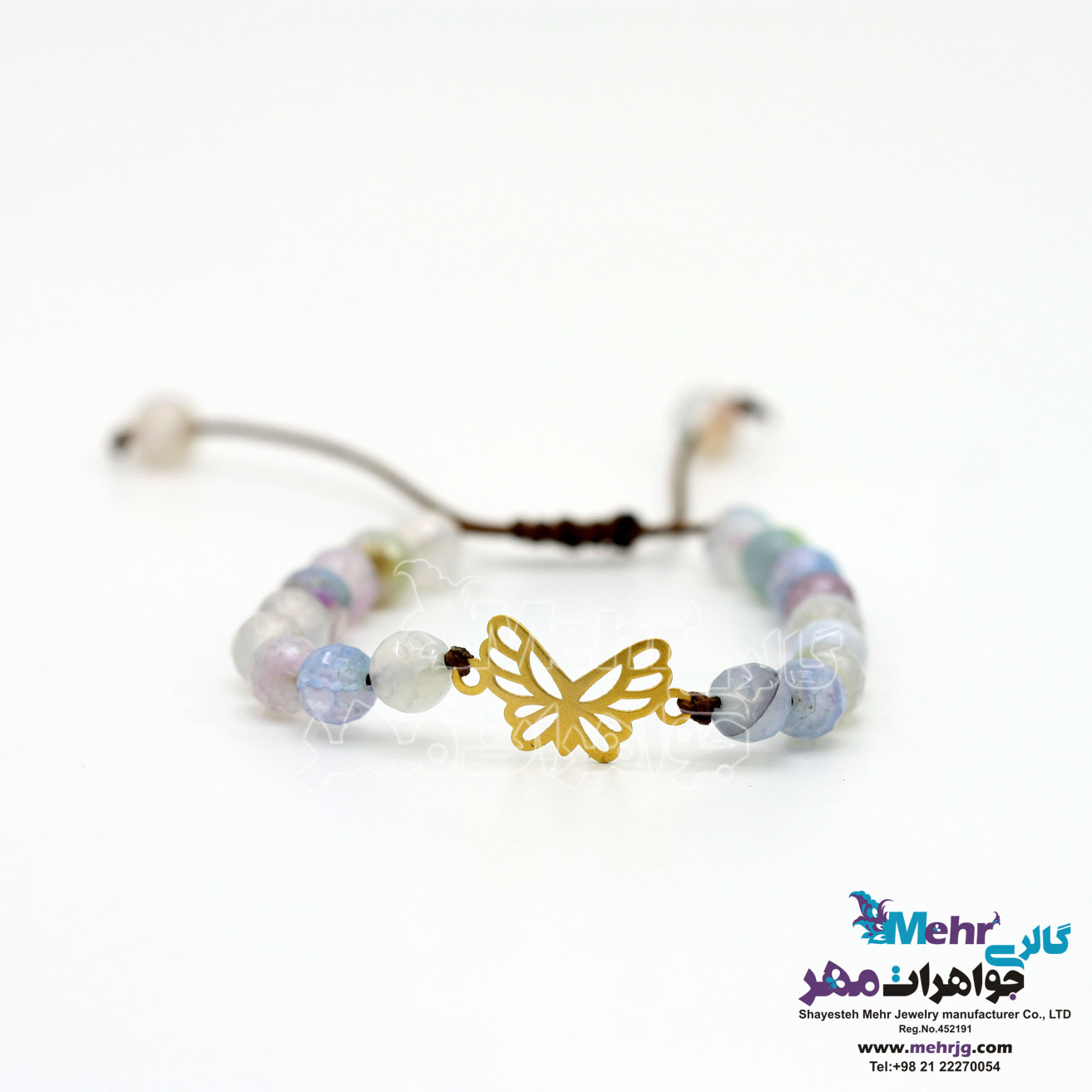 دستبند طلا و سنگ - طرح پروانه