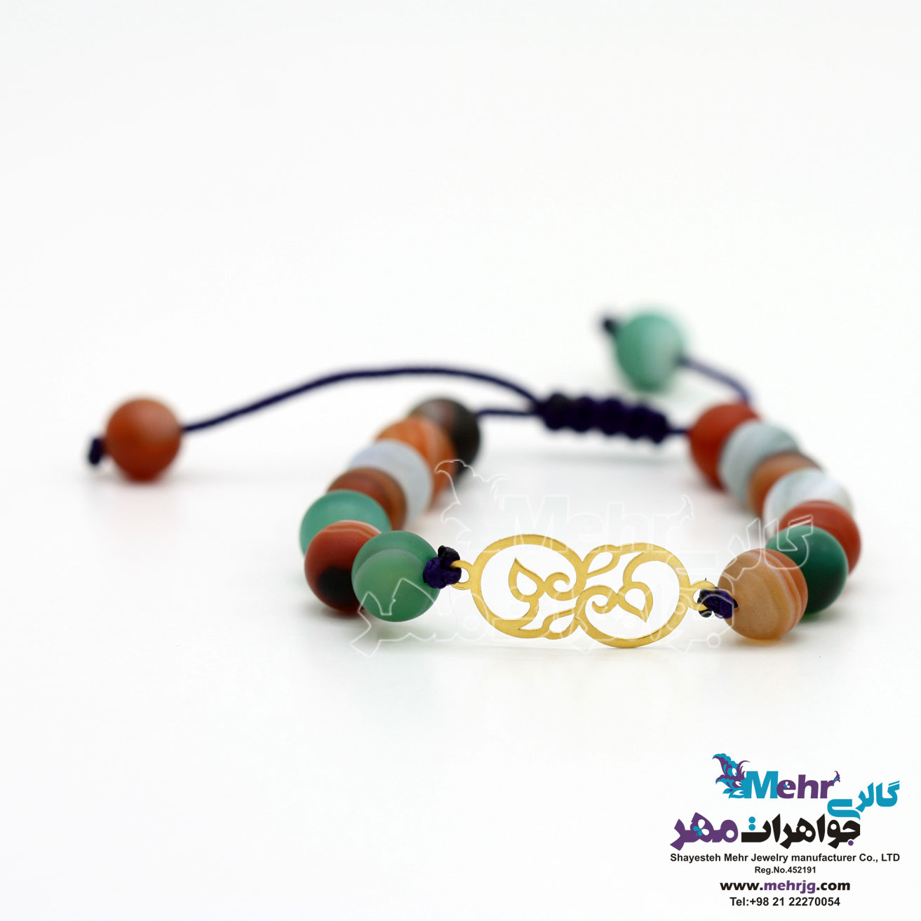 دستبند طلا و سنگ - طرح شاخه و برگ