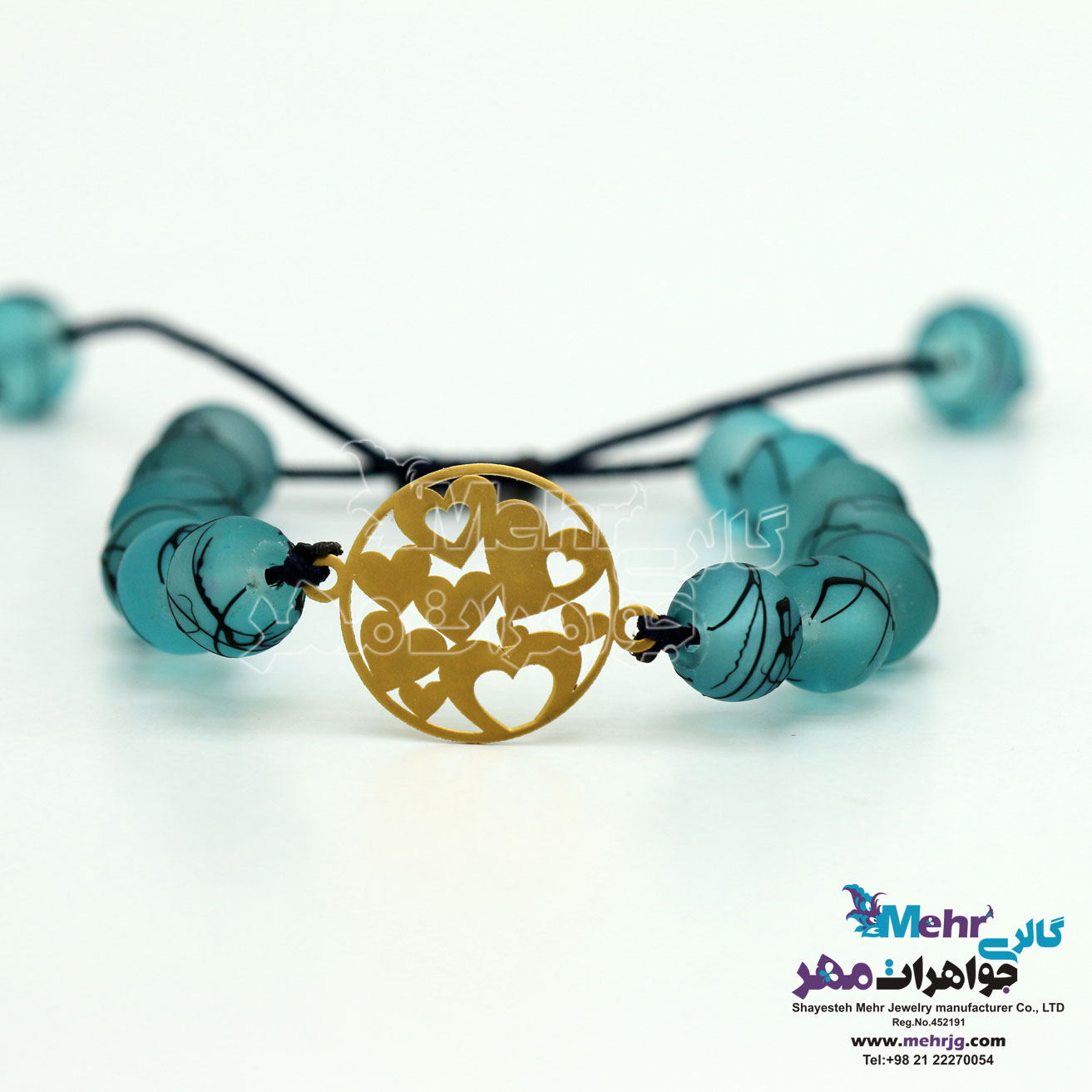 دستبند طلا و سنگ - طرح قلب