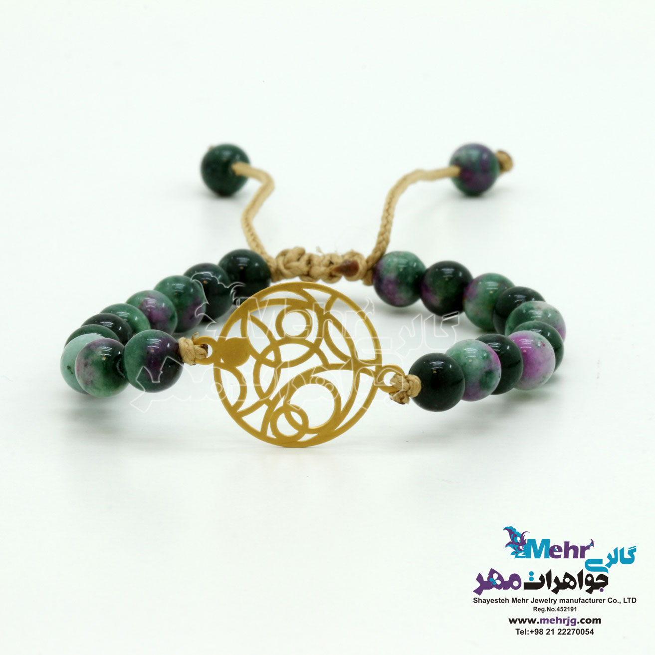 دستبند طلا و سنگ - طرح اسلیمی
