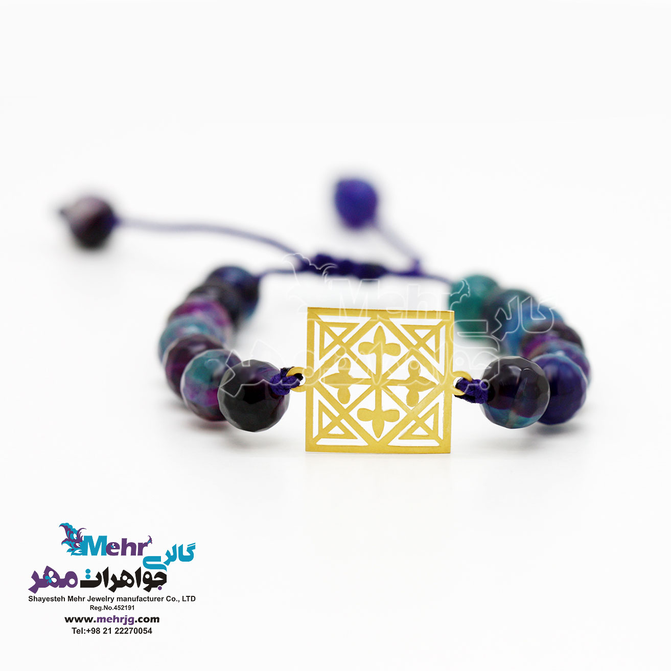 دستبند طلا و سنگ - طرح هندسی