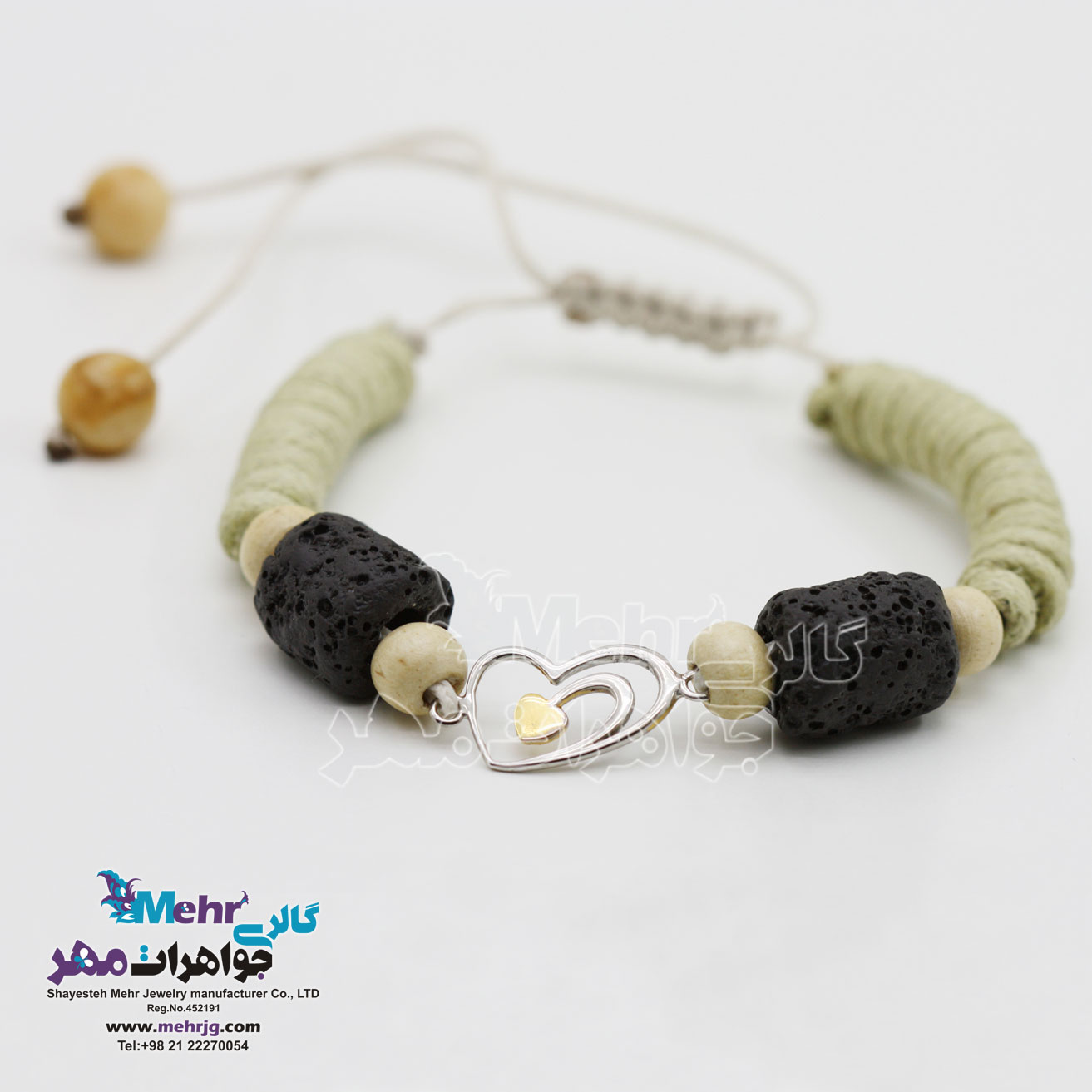 دستبند طلا و سنگ - طرح قلب