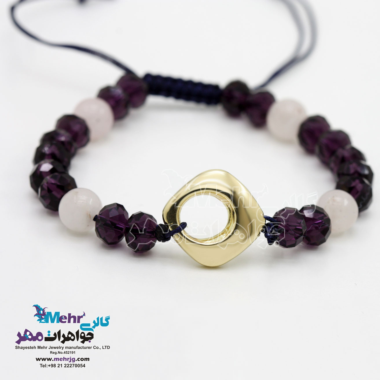 دستبند طلا و مهره - طرح هندسی
