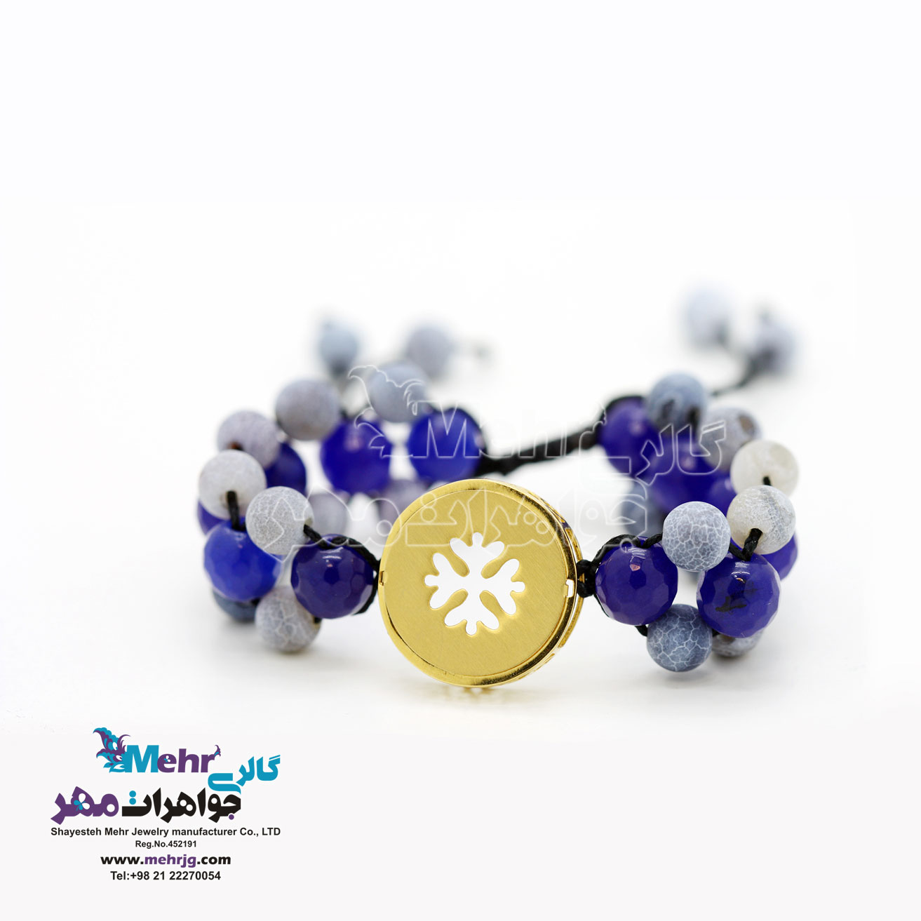 دستبند طلا و سنگ - طرح برف