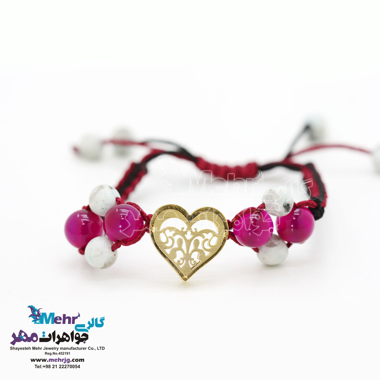 دستبند طلا و سنگ - طرح قلب
