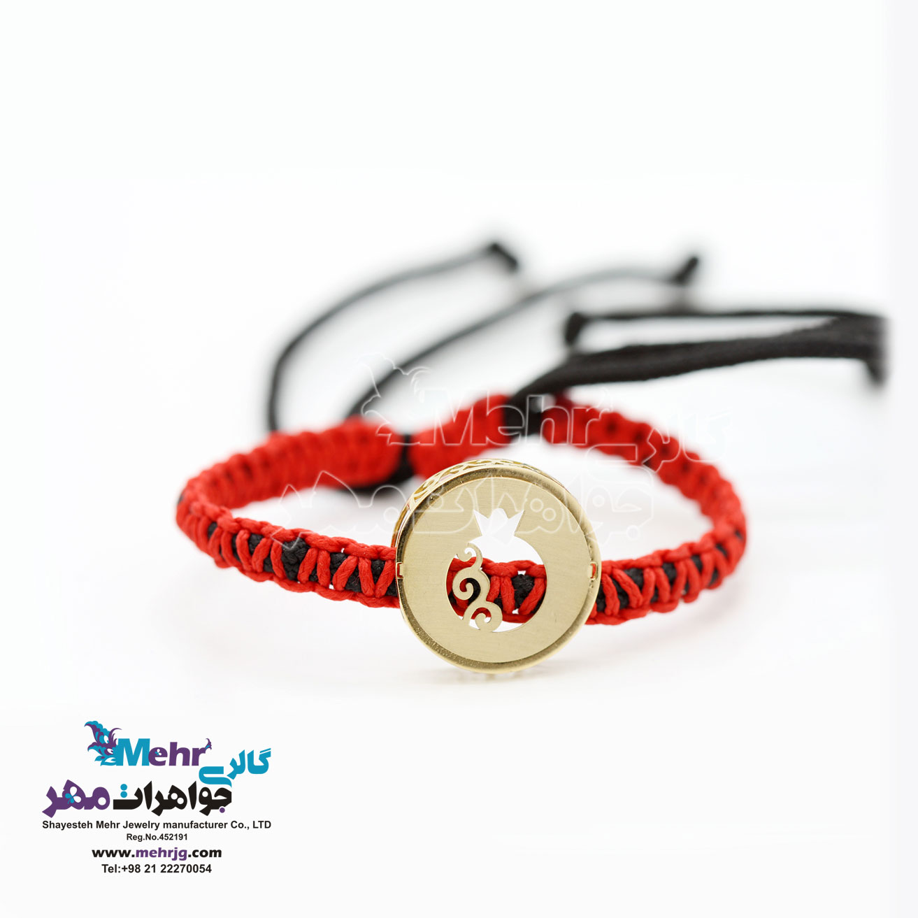 دستبند طلا و بافت - طرح انار