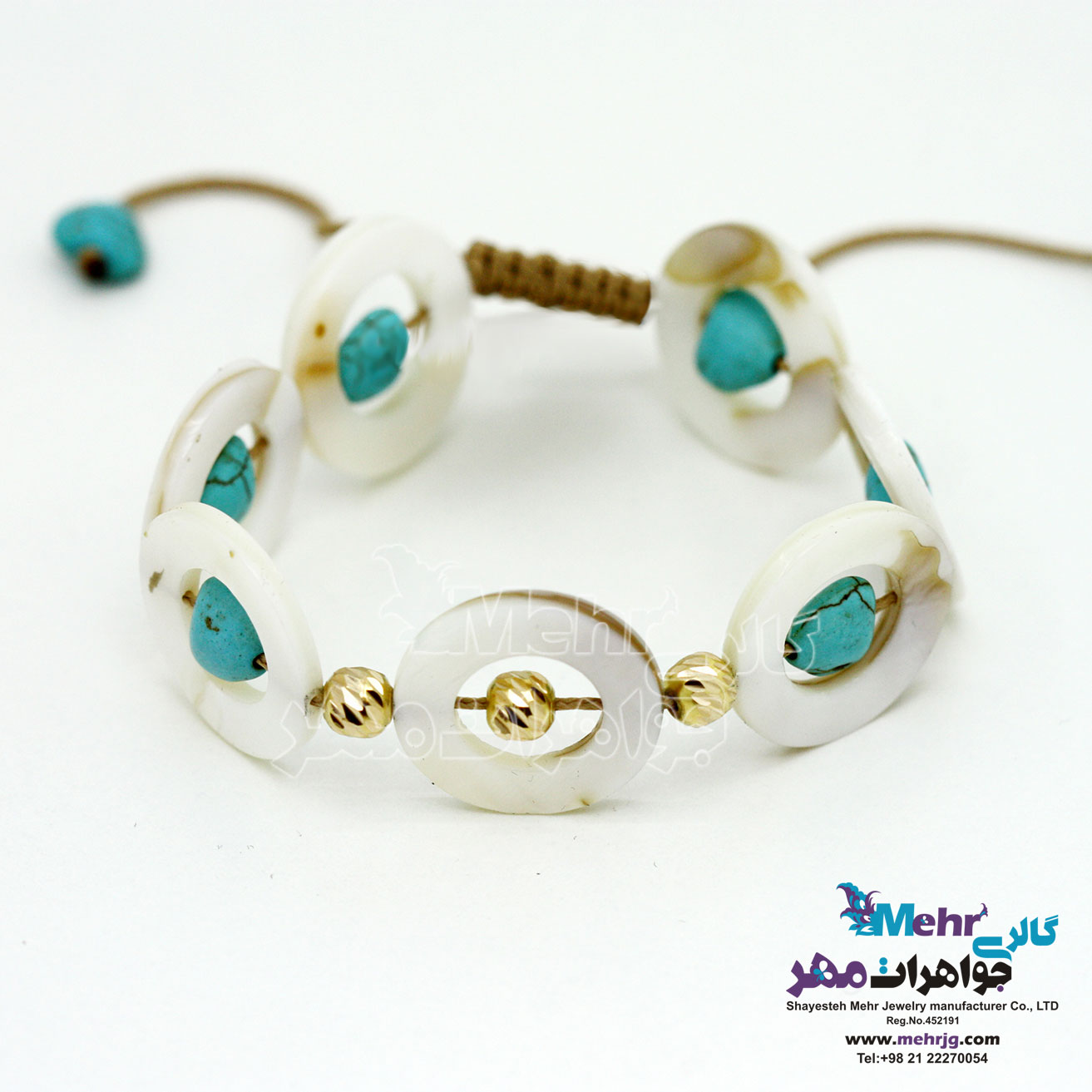 دستبند طلا و سنگ - طرح گوی تراش