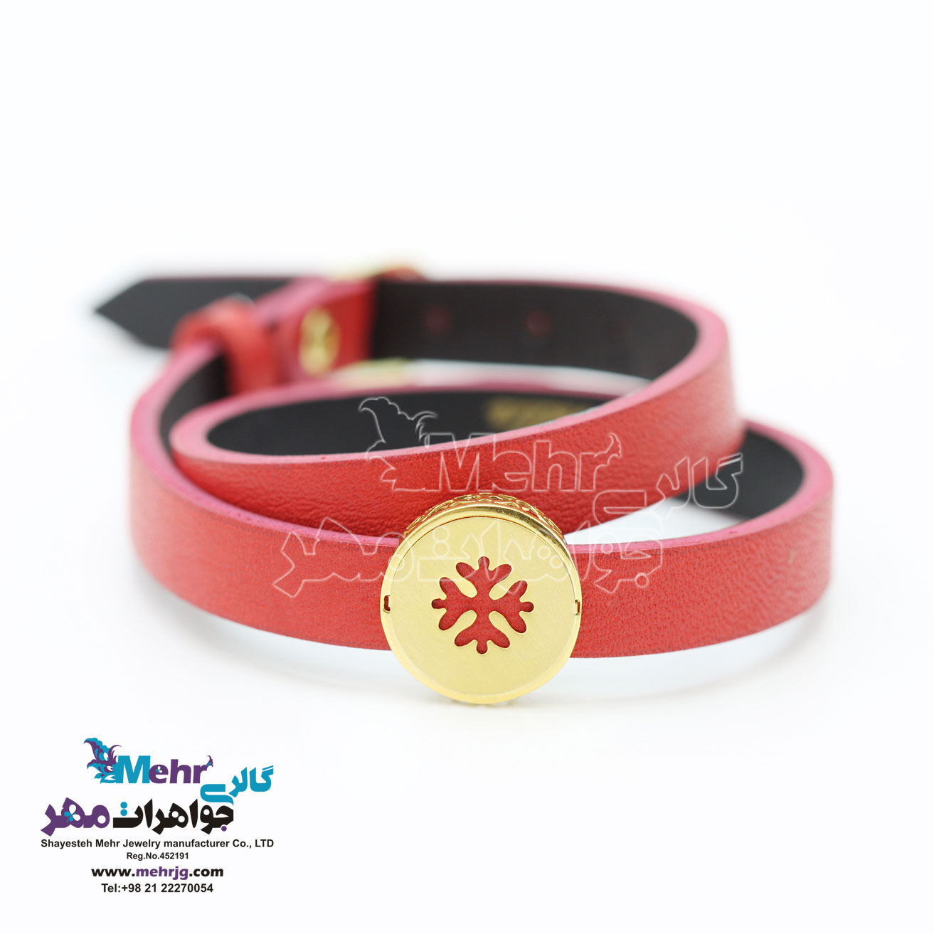 دستبند طلا و چرم - طرح برف