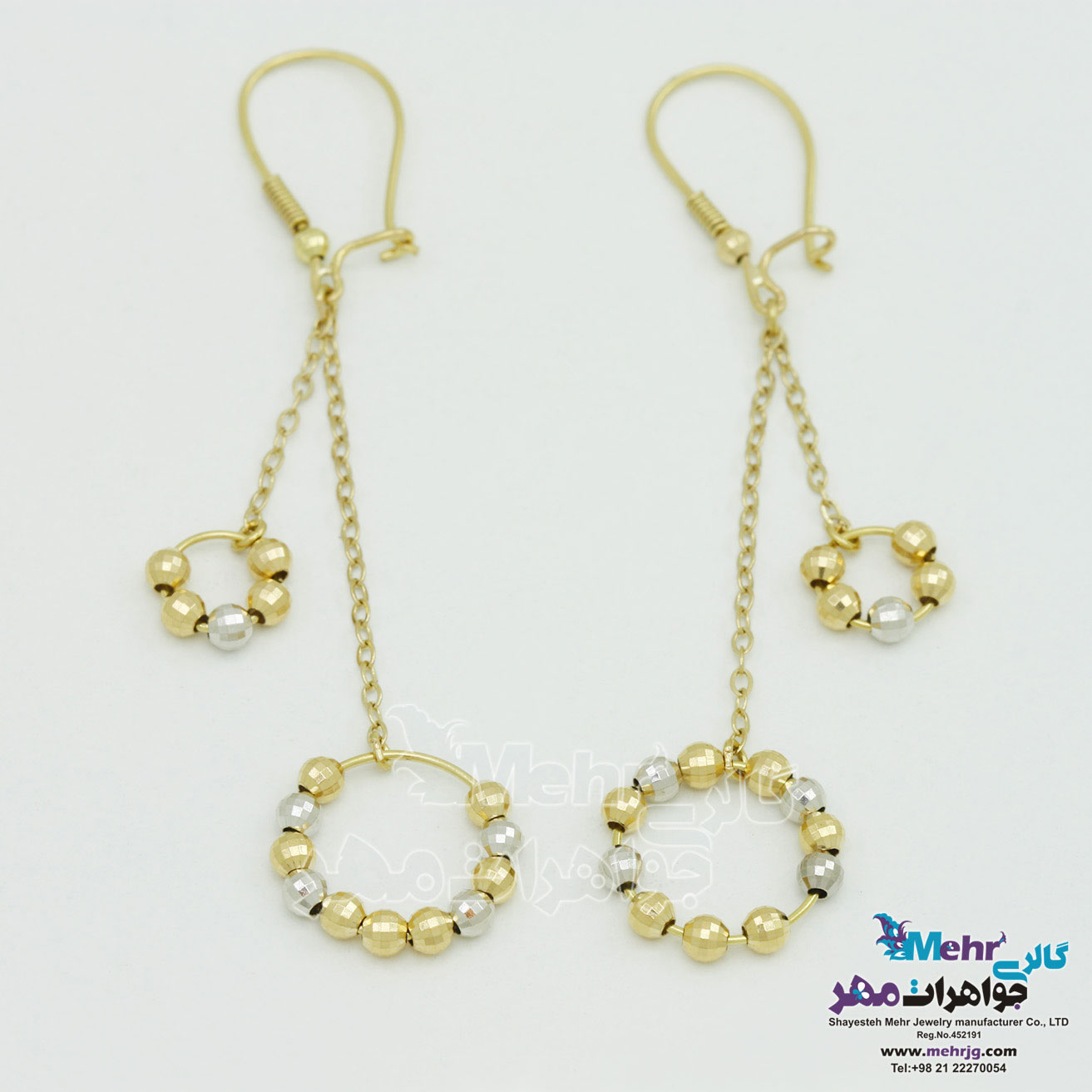 گوشواره طلا - طرح گوی تراش