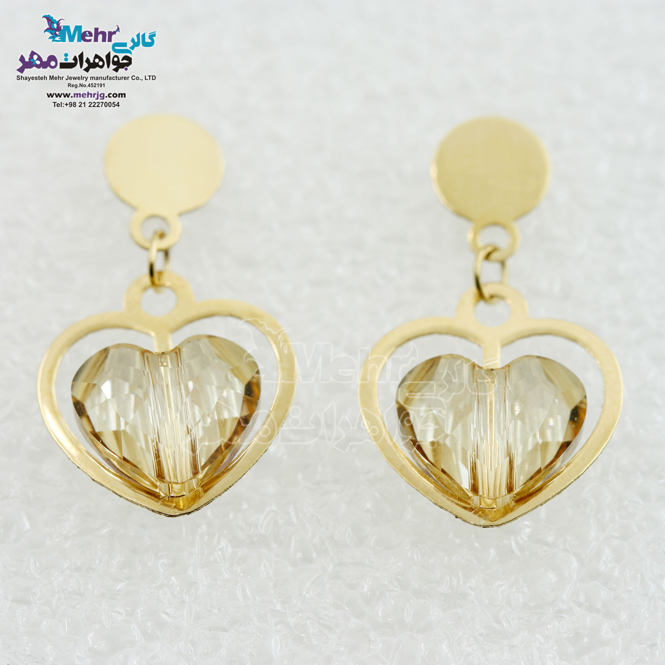 گوشواره طلا - سنگ سواروسکی قلب