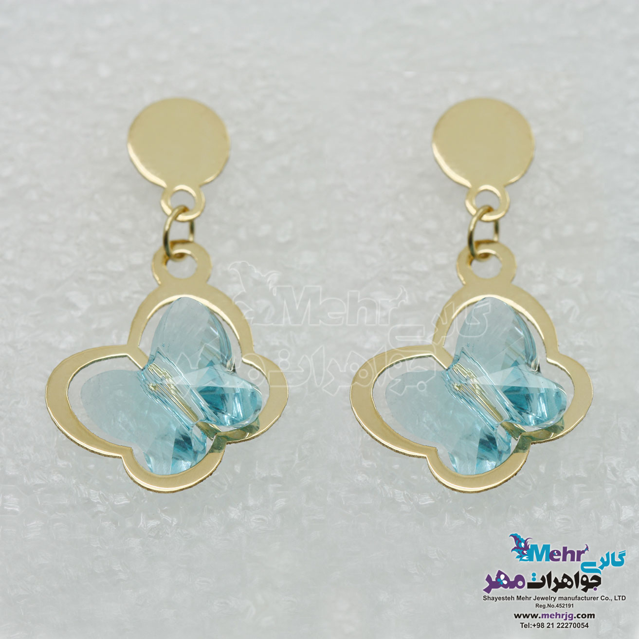 گوشواره طلا - سنگ سواروسکی پروانه