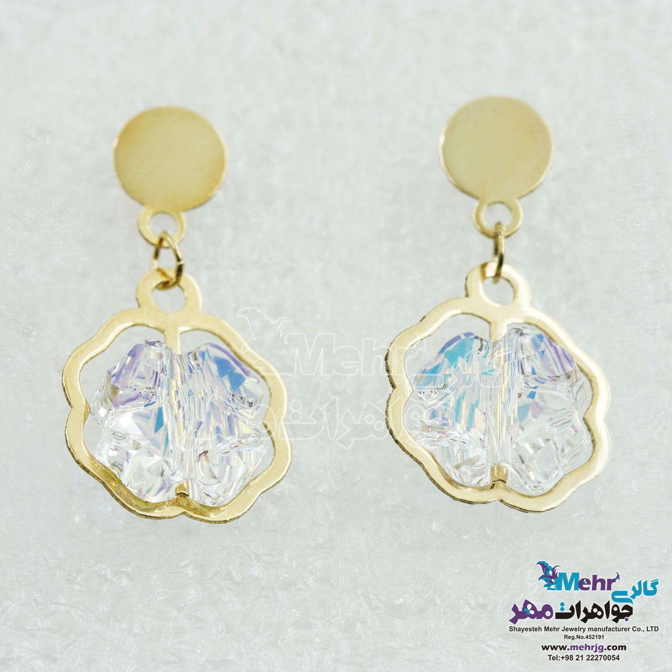 گوشواره طلا - سنگ سواروسکی گل