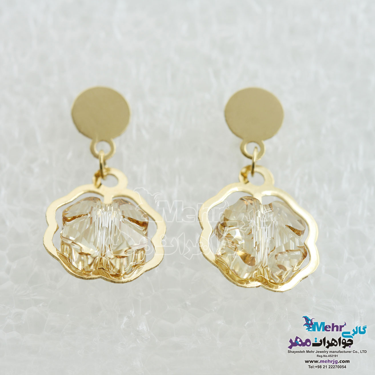 گوشواره طلا - سنگ سواروسکی گل