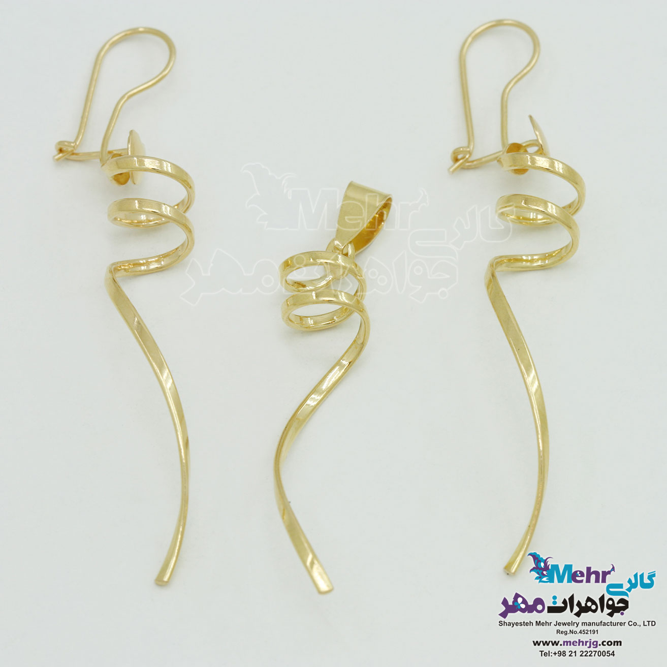 نیم ست طلا - آویز و گوشواره - طرح پیچی