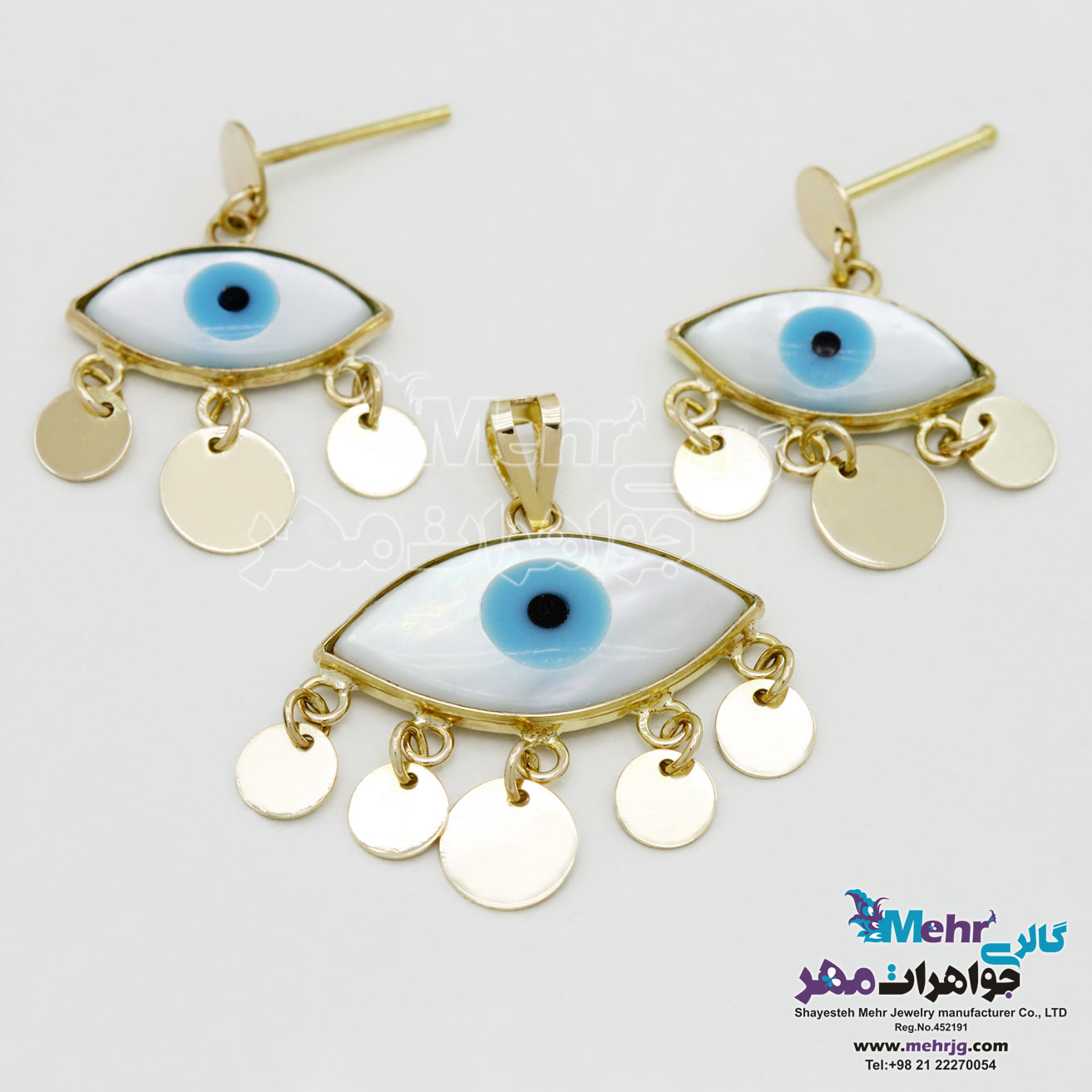نیم ست طلا - آویز و گوشواره - طرح چشم