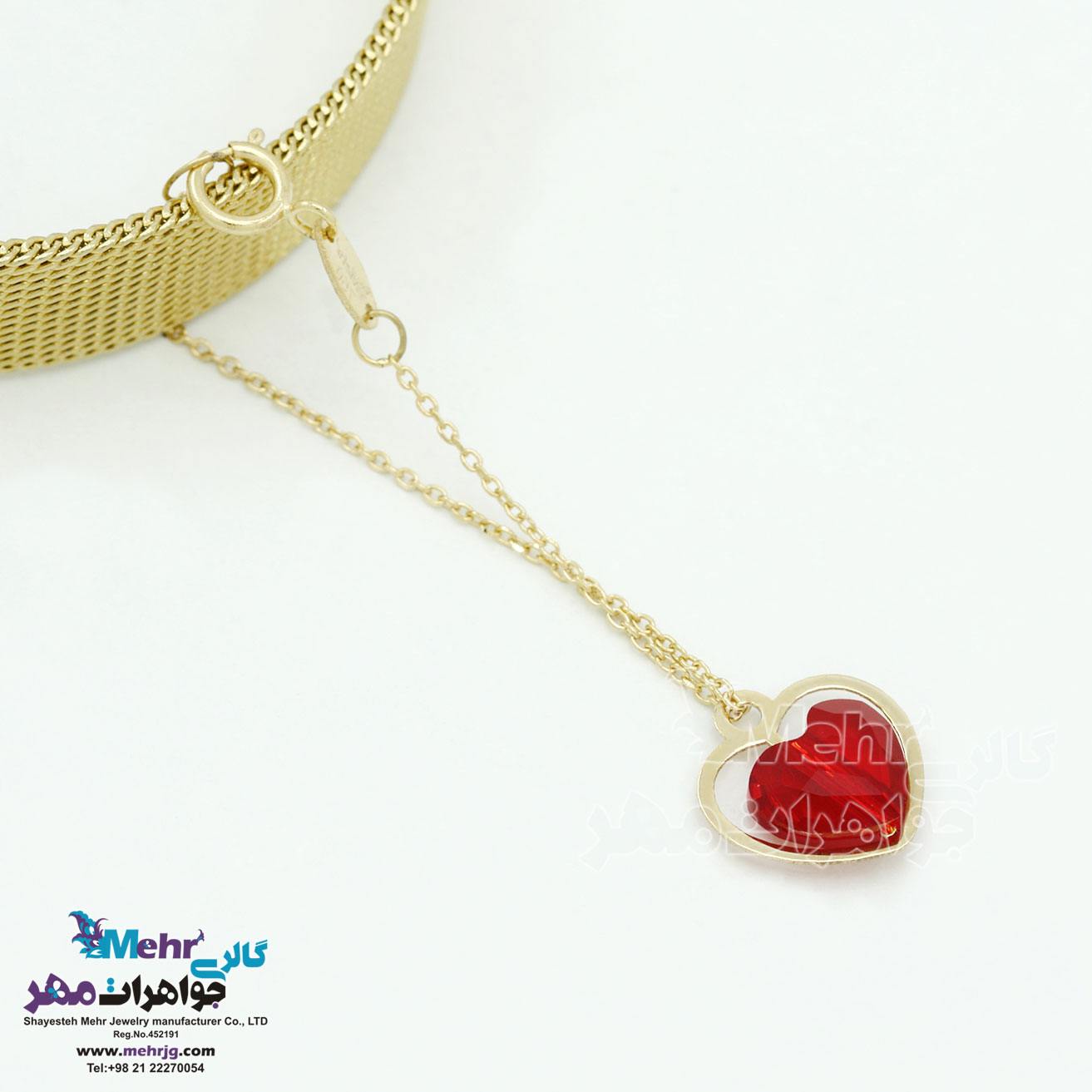 آویز ساعت طلا - سنگ سواروسکی قلب
