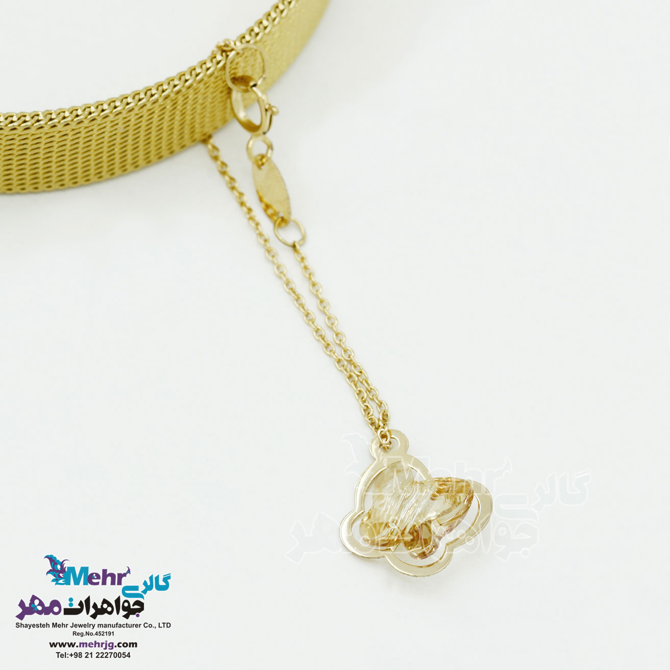 آویز ساعت طلا - سنگ سواروسکی پروانه