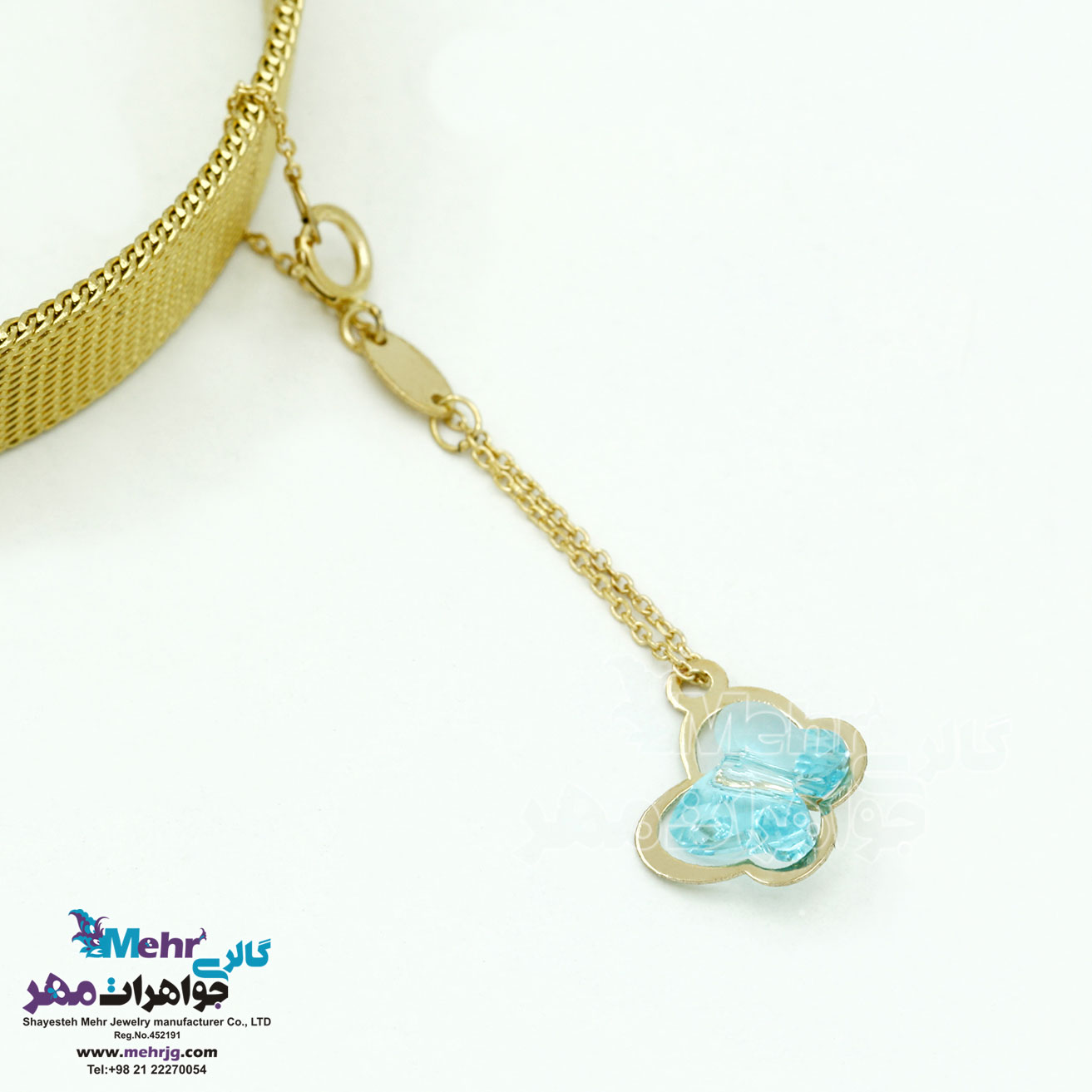 آویز ساعت طلا - سنگ سواروسکی پروانه