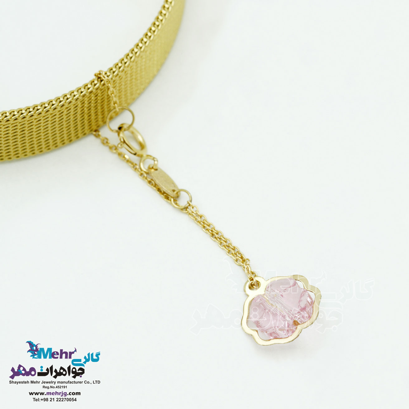 آویز ساعت طلا - سنگ سواروسکی گل