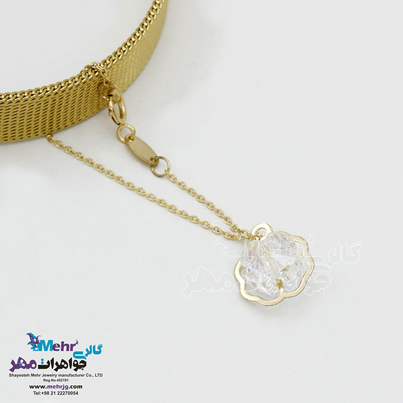 آویز ساعت طلا - سنگ سواروسکی گل
