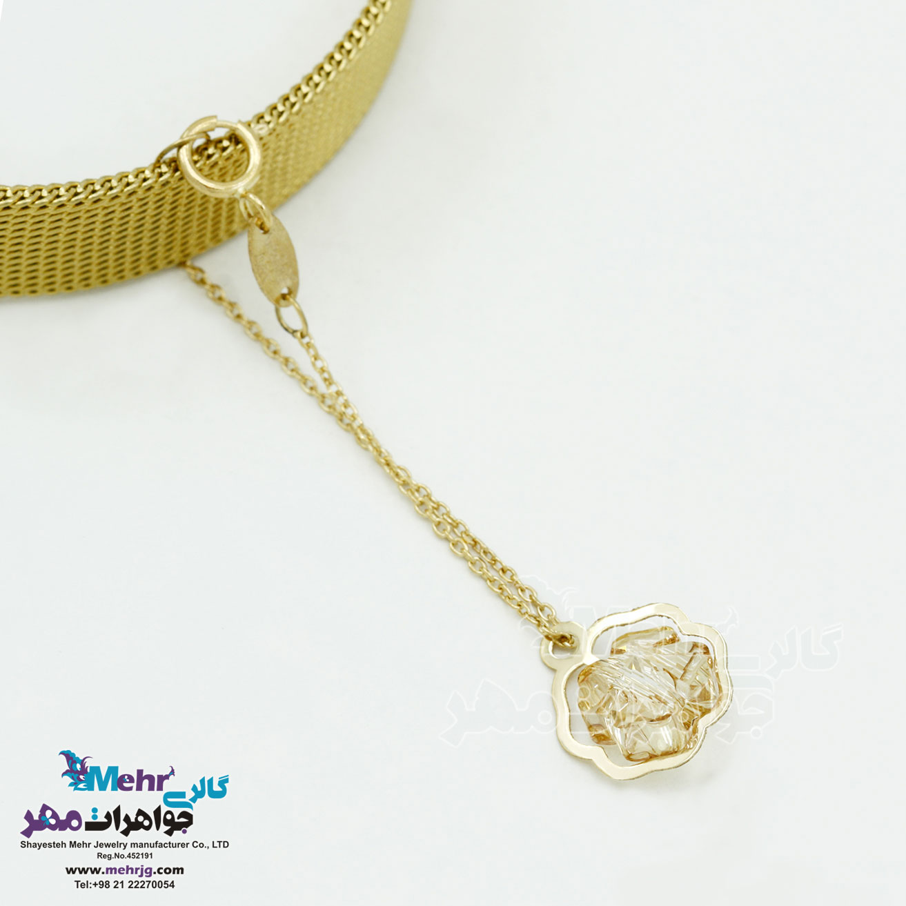 آویز ساعت طلا - سنگ سواروسکی گل