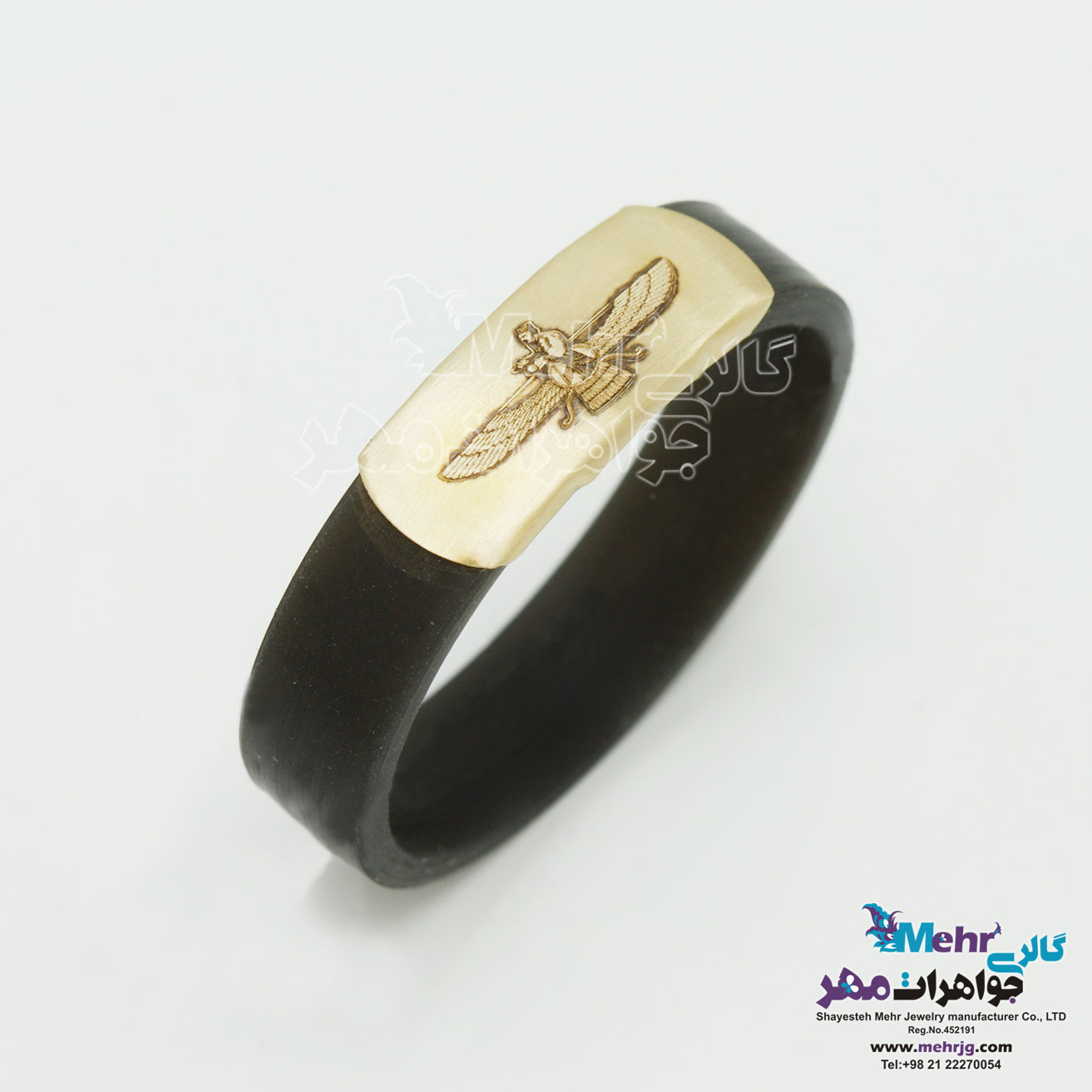 انگشتر طلا و چرم - طرح فروهر