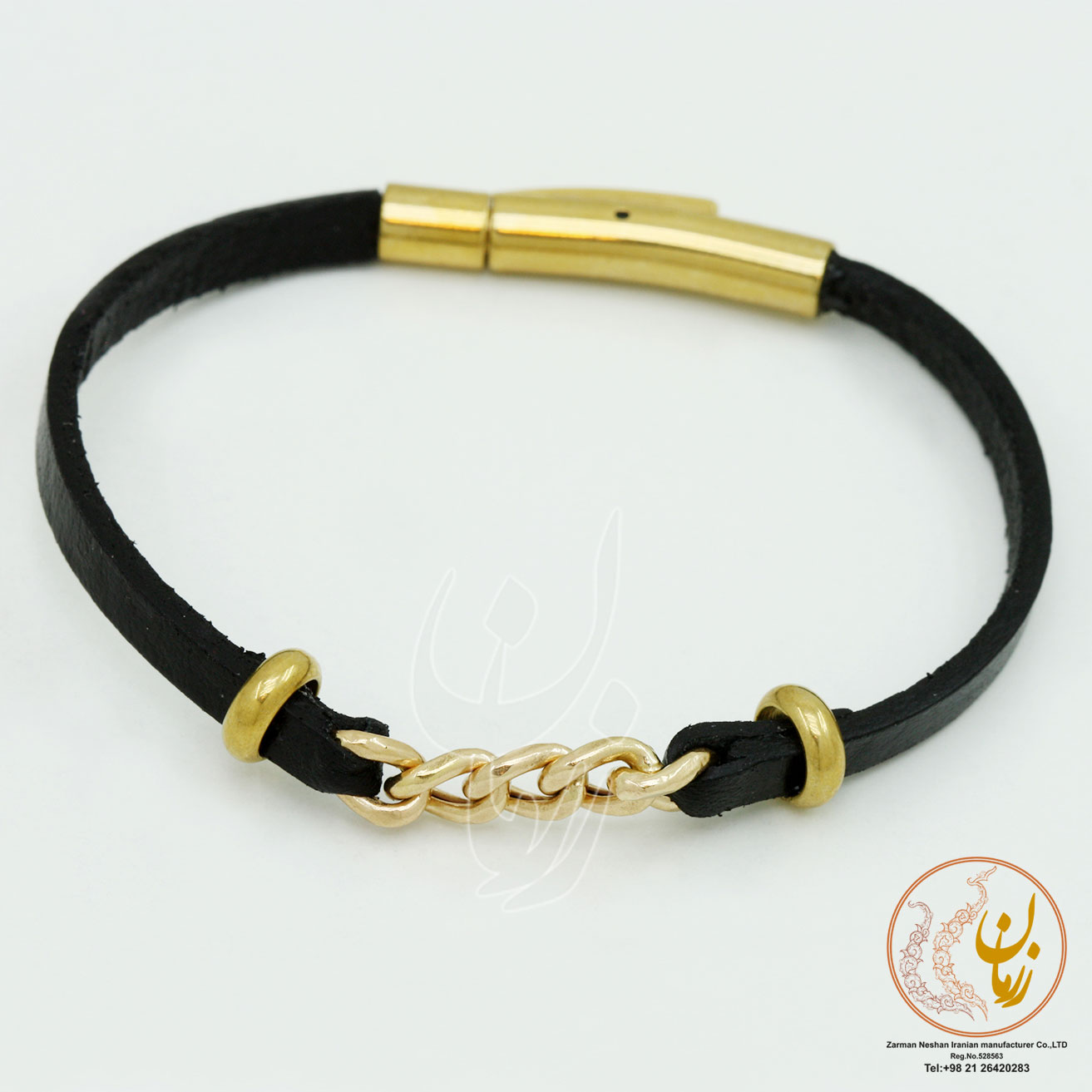 دستبند طلا و چرم - طرح کارتیه
